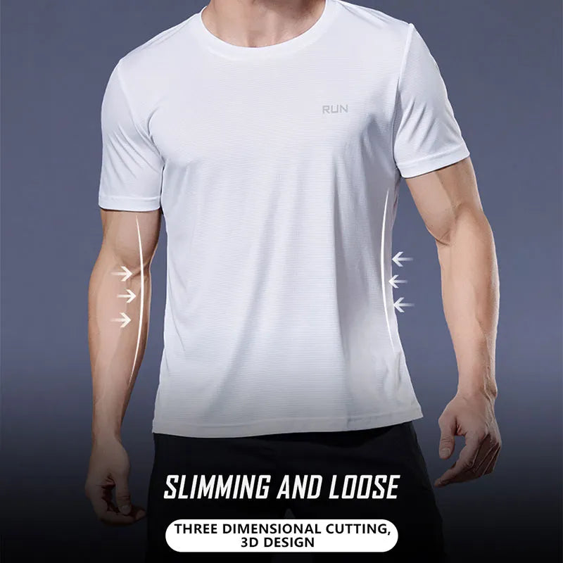 Camisa de ginástica de poliéster manga curta para homens, camiseta esportiva, camisa de corrida, Workout Training Tees, Top de fitness