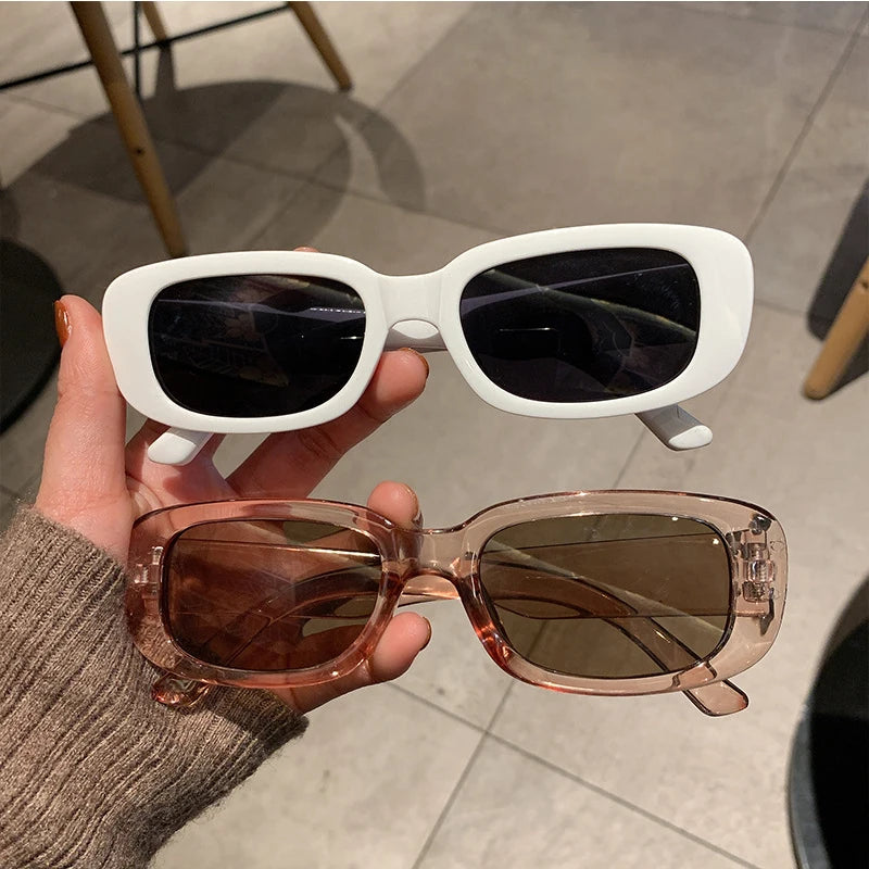 Óculos de sol retangulares brancos clássicos para mulheres, pequenos óculos de sol, marca retro, designer, quadrado, feminino, óculos femininos, nova moda