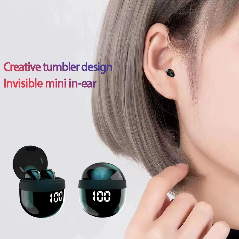 Fone de Ouvido "Invisível Mini" Bluetooth 5.3 Wiireless Com Redutor de Ruído